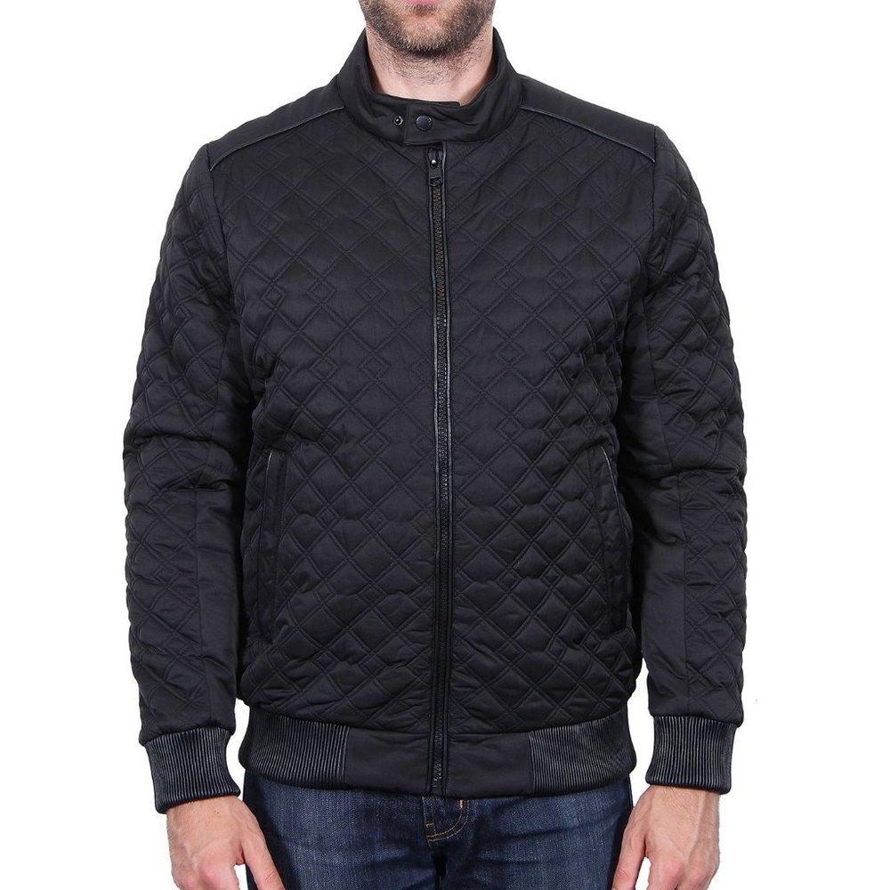 Tahari Final Sale $200 NWT Men's Quilted Bomber Jacket Softshell Puffer Black